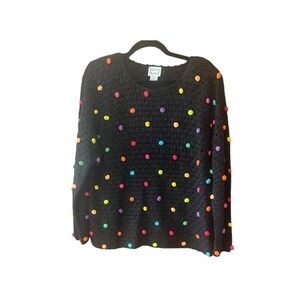 Hasting & Smith Vintage Open‎ Knit Pom-Pom Sweater